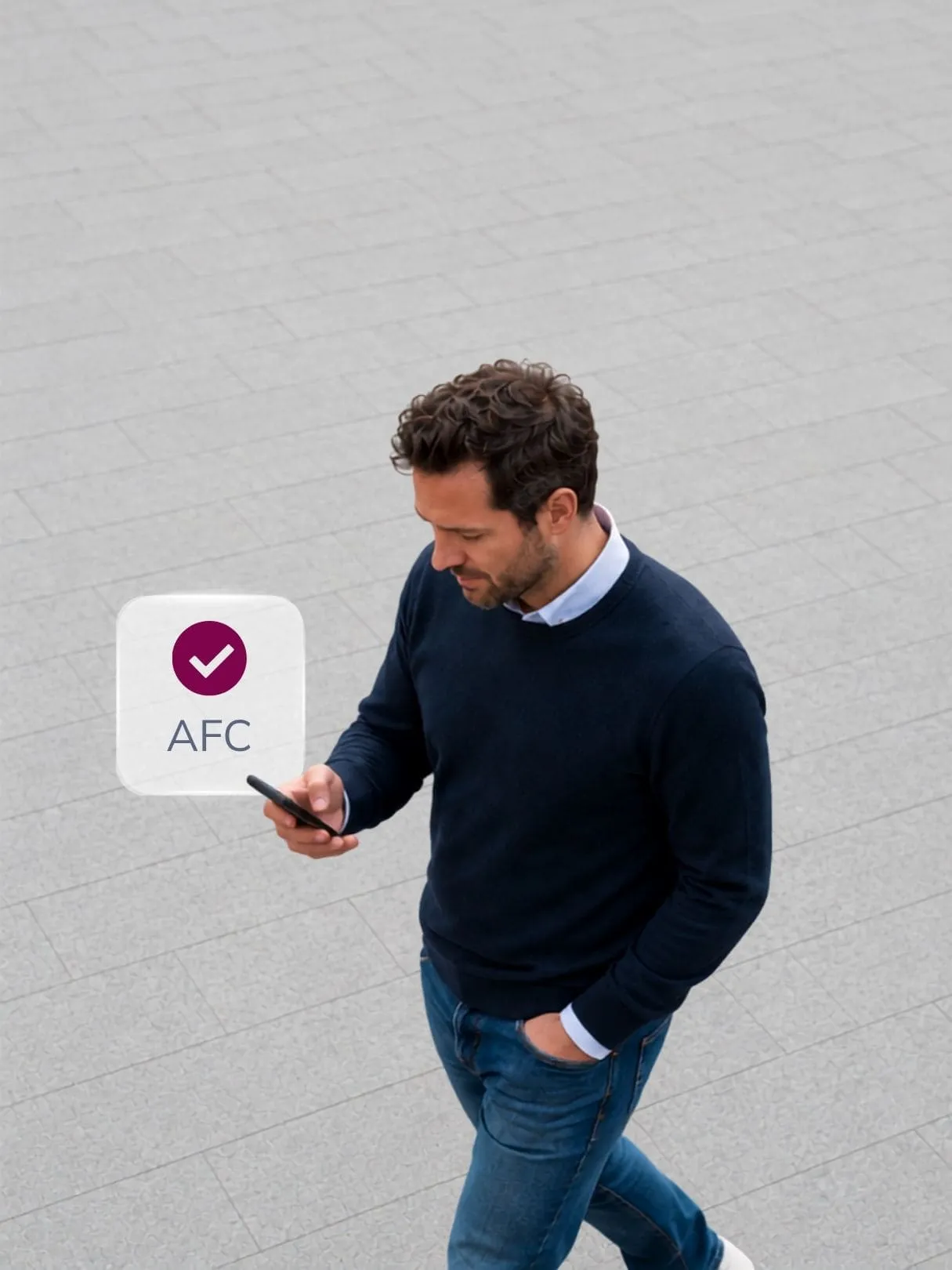 Personne en déplacement avec son smartphone — Prosperity 3a et 3b reconnus par l'Administration fédérale des contributions (AFC) pour la Suisse