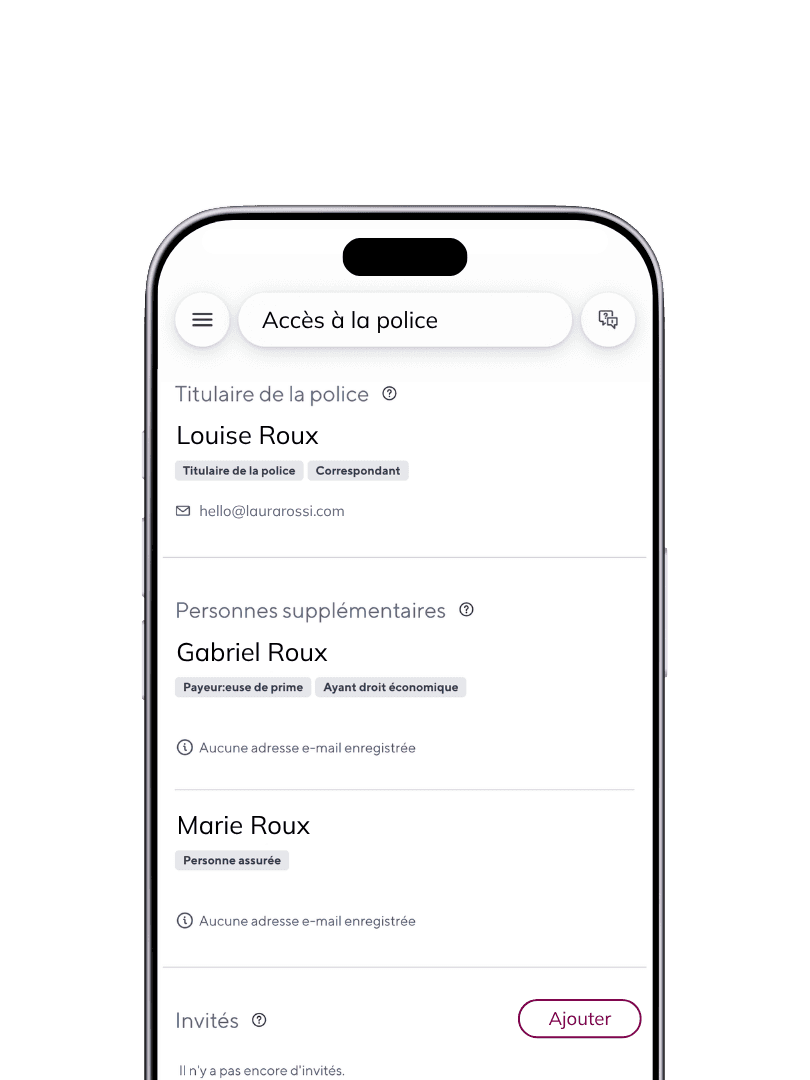 Partage de police dans l'application Liechtenstein Life
