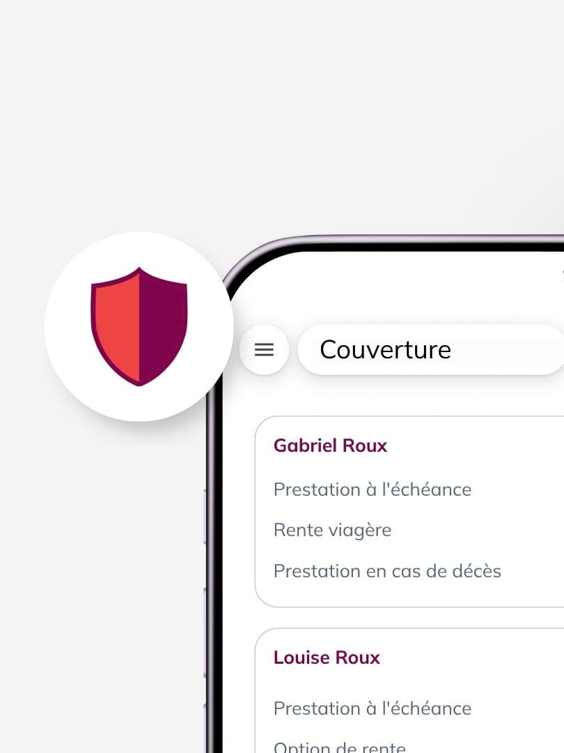 App et Portail Client — section couverture de la police de pilier 3a liée à des fonds, avec protection décès et incapacité de gain en option