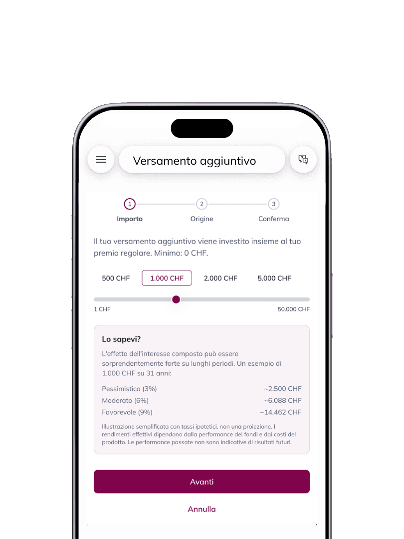 Versamento nell'App e portale clienti