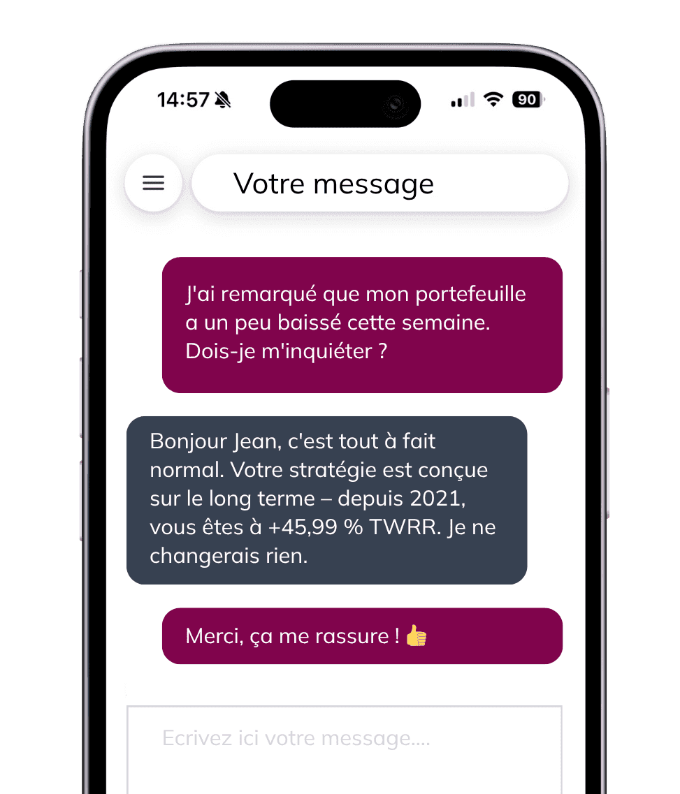 Votre intermédiaire, à un message d'ici.