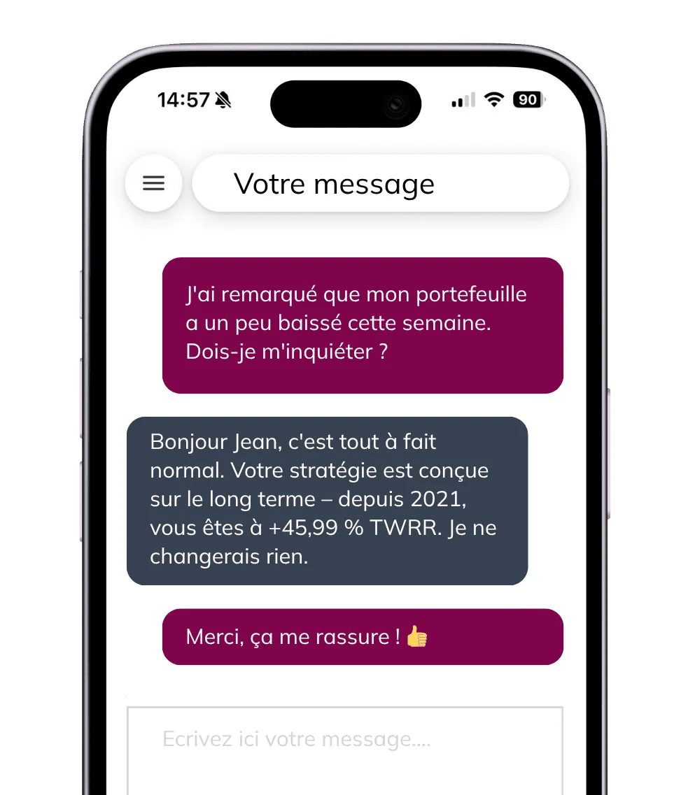 Votre intermédiaire, à un message d'ici.