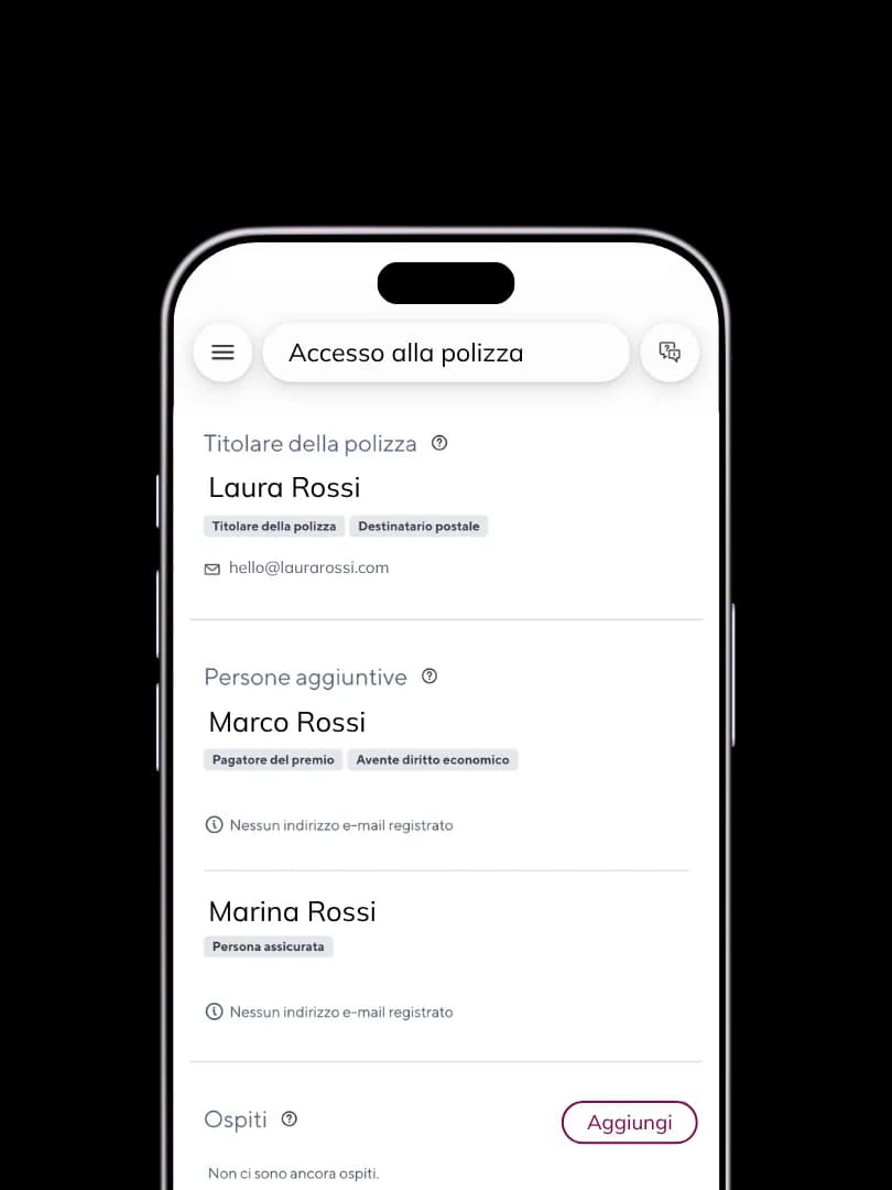 Condivisione della polizza nell'App e portale clienti