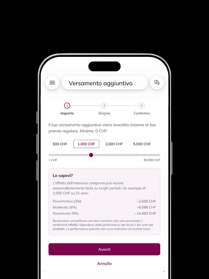 Versamento nell'App e portale clienti